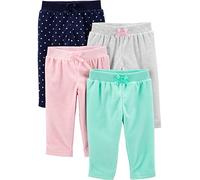 Simple Joys by Carter's Lot de 4 Pantalons décontractés pour bébé Fille, Vert Aqua, Gris Clair, Rose Clair, Bleu Marine à Pois, prématuré