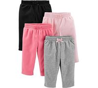 Simple Joys by Carter's Lot de 4 pantalons en polaire pour bébé fille ,Pink/Black/Heather Grey,0-3 Months
