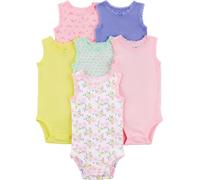 Simple Joys by Carter's Lot de 6 bodies sans manches pour petite fille ,Pink/Purple/Yellow/Floral,US NB (EU 56-62)