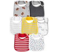 Simple Joys by Carter's 7-Pack Teething Bibs Ensemble d'accessoire d'hiver, Ours/Dinosaure/Rayures, Taille Unique (Lot de 7) Mixte bébé