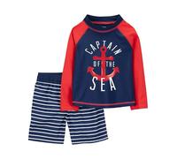Simple Joys by Carter's Maillot de bain, haut de natation et short de bain Bébé Garçon, Blanc Rayures/Bleu Marine Rouge Ancre, 3-6 mois