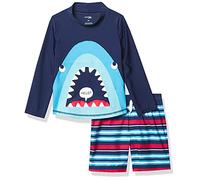 Simple Joys by Carter's Maillot de bain, haut de natation et short de bain Bébé Garçon, Bleu Marine Requin/Rayures, 18 mois