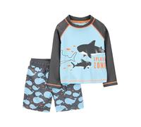 Simple Joys by Carter's Maillot de bain, haut de natation et short de bain Garçon, Bleu Ciel Baleines/Noir, 5 ans