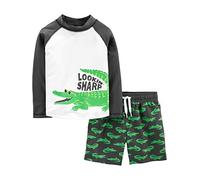 Simple Joys by Carter's Maillot de bain, haut de natation et short de bain Garçon, Noir Imprimé Crocodiles, 4 ans