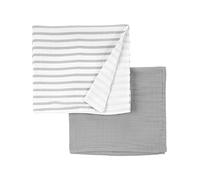 Simple Joys by Carter's Neutral's Lot de 2 couvertures en Gaze de Coton, Gris/Rayures, OSZ