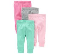 Simple Joys by Carter's Pantalon Bébé Fille, Lot de 4, Vert Menthe/Rose/Gris, 12 mois