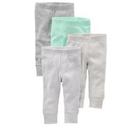 Simple Joys by Carter's Pantalon en Coton Mixte Bébé, Lot de 4, Gris/Gris Clair/Vert Menthe/Rayures, 6-9 mois