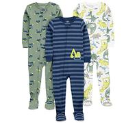 Simple Joys by Carter's Pyjama avec Pieds ajustés en Coton pour garçon, Motif Dinosaure Bleu/Vert, 4 Ans