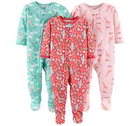 Simple Joys by Carter's Pyjamas avec Pieds en Jersey Polyester Coupe Ample Bébé Fille, Lot de 3, Arc-en-ciel/Cactus/Girafe, 12 mois