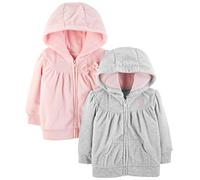 Simple Joys by Carter's Sweatshirts à Capuche Entièrement Zippé en Molleton Bébé Fille, Lot de 2, Gris Clair/Rose, 0 mois