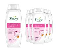 Simple Kind to Skin Lot de 6 gels douche nourrissants avec vitamines et huile de géranium naturelle pour un soin doux de la peau 450 ml