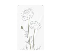 Simple Line Art - Drapeaux de maison de jardin à deux fleurs, bannière de vœux avec œillets - Décoration d'intérieur ou d'extérieur
