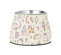 Simple Line Art Gamelle en acier inoxydable pour chat Motif licornes
