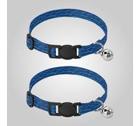 Simple Line Lot de 2 colliers pour chiot, motif vague bleu électrique, boucle à dégagement rapide, pour femelles