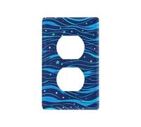 Simple Line Stars Electric Blue Wave Pattern Decorative Switch Outlet Cover Unique Light Switch Wall Plate Cover Tapa Para Switch de Luz Duplex Outlets
