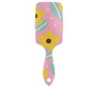 Simple Little Flowers Brosse à cheveux antistatique Jaune Masseur de tête conçu pour les cheveux épais avec poignée ergonomique cepillo anti frisottis para cabello