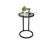 Simple Metal Side Table Iron Glass Round Corner Table Wooden Iron Glass Desktop Living Room Table Coffee Table Tea Desk (Color : B) (A)