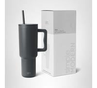 Simple Modern 40 oz Tumbler with Handle and Straw Lid, Insulated Reusable Stainless Steel Water Bottle Travel Mug Iced Coffee Cup, Valentines Gifts For Him & Her, Trek Collection, 40oz, Graphite