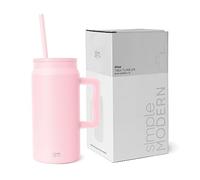 Simple Modern Gobelet Thermique avec Poignée et Paille | Grande Carafe d'Eau Isolée en Acier Inoxydable | Cadeaux pour Femmes et Hommes | Trek Collection | 1480ml | Blush