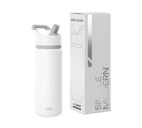 Simple Modern Gourde Enfant Isotherme avec Paille | Gourde Sport Adulte en Acier Inoxydable | Summit | 530ml | Winter White
