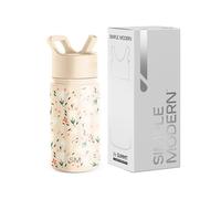 Simple Modern Gourde enfants avec paille | Gobelet isotherme réutilisable en acier inoxydable pour tout-petits, filles et garçons | Collection Summit | 415 ml | Motif floral Chloé