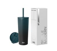 Simple Modern Mug Isotherme avec Paille et Couvercle | Gourde avec Paille Adulte, Bouteille d'Eau Réutilisable en Acier Inoxydable | Cadeaux pour Femmes et Hommes | Classic | 710ml | Moonlight