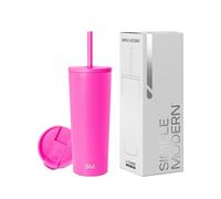 Simple Modern Mug Isotherme avec Paille et Couvercle | Gourde avec Paille Adulte, Bouteille d'Eau Réutilisable en Acier Inoxydable | Cadeaux pour Femmes et Hommes | Classic | 710ml | Raspberry Vibes
