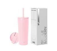 Simple Modern Mug Isotherme avec Paille et Couvercle | Gourde avec Paille Adulte, Bouteille d'Eau Réutilisable en Acier Inoxydable | Cadeaux pour Femmes et Hommes | Classic | 710ml | Blush