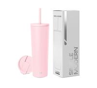 Simple Modern Mug Isotherme avec Paille et Couvercle | Gourde avec Paille Adulte, Bouteille d'Eau Réutilisable en Acier Inoxydable | Cadeaux pour Femmes et Hommes | Classic | 830ml | Blush