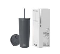 Simple Modern Mug Isotherme avec Paille et Couvercle | Gourde avec Paille Adulte, Bouteille d'Eau Réutilisable en Acier Inoxydable | Cadeaux pour Femmes et Hommes | Classic | 710ml | Graphite