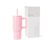 Simple Modern Mug Isotherme avec Poignée et Paille en silicone | Gourde Isotherme en Acier Inoxydable | Tumbler de viaje | Trek | 710ml | Blush