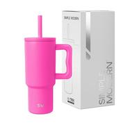 Simple Modern Mug Isotherme avec Poignée et Paille en silicone | Gourde Isotherme en Acier Inoxydable | Tumbler de viaje | Trek | 710ml | Raspberry Vibes