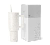 Simple Modern Mug Isotherme avec Poignée et Paille | Gourde Isotherme en Acier Inoxydable | Vaso de viaje para café helado | Trek | 1180ml | Cream Leopard