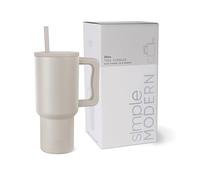 Simple Modern Mug Isotherme avec Poignée et Paille | Gourde Isotherme en Acier Inoxydable | Vaso de viaje para café helado | Trek | 890ml | Almond Birch
