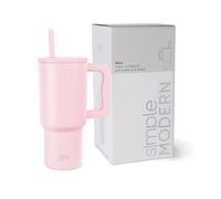 Simple Modern Mug Isotherme avec Poignée et Paille | Gourde Isotherme en Acier Inoxydable | Vaso de viaje para café helado | Trek | 890ml | Blush