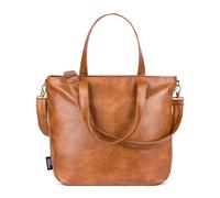 Simple Modern Sac fourre-tout en cuir végétalien pour femme | Grand sac à main fourre-tout marron pour ordinateur portable avec fermeture éclair sur le dessus pour voyage, école, enseignante | Sac à