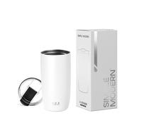 Simple Modern Tasse de Café de Voyage avec Couvercle Rabattable | Tasse de Café Glacé Isolée en Acier Inoxydable | Cadeaux pour Femmes et Hommes | Voyager Collection | 470ml | Winter White