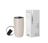 Simple Modern Tasse de Café de Voyage avec Couvercle Rabattable | Tasse de Café Glacé Isolée en Acier Inoxydable | Cadeaux pour Femmes et Hommes | Voyager Collection | 470ml | Almond Birch