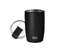 Simple Modern Tasse de Café de Voyage avec Couvercle Rabattable | Tasse de Café Glacé Isolée en Acier Inoxydable | Cadeaux pour Femmes et Hommes | Voyager Collection | 350ml | Midnight Black