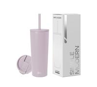 Simple Modern Verre Thermique avec Paille et Couvercle| Tasse à Café, Bouteille d'Eau Réutilisable en Acier Inoxydable | Cadeaux pour Femmes et Hommes | Classic Collection | 710ml | Lavender Mist