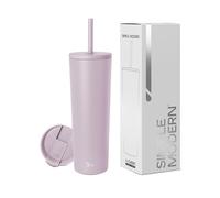 Simple Modern Verre Thermique avec Paille et Couvercle| Tasse à Café, Bouteille d'Eau Réutilisable en Acier Inoxydable | Cadeaux pour Femmes et Hommes | Classic Collection | 830ml | Lavender Mist