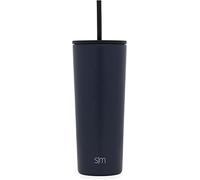 Simple Modern Verre Thermique avec Paille et Couvercle| Tasse à Café, Bouteille d'Eau Réutilisable en Acier Inoxydable | Cadeaux pour Femmes et Hommes | Classic Collection | 710ml | Deep Ocean