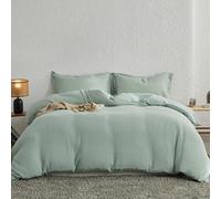 Simple&Opulence 100% Coton Parure de Lit, Housse de Couette en Mousseline Gaufrée Ultra Douce et Respirante avec 2 Taie d'oreiller (Vert Menthe,230×220cm)