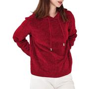 Simple&Opulence Pull Femme à Manches Longues Sweat à Capuche en Chenille Léger Tunique Sweatshirt en Tricot Chic et Élégant Hauts Décontracté Tops Automne Hiver, S, Bordeaux