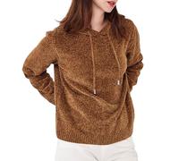 Simple&Opulence Pulls pour Femmes, Pulls à Capuchon en Chenille pour Dames, Pulls à Manches Longues Casual, S, Gingembre