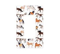 Simple Painted Cool Horse_A Plaque murale 1 gang sans vis Taille standard 11,7 x 7,1 cm, couvercle décoratif pour interrupteur d'éclairage, couvercle de sortie, polycarbonate thermoplastique