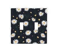 Simple Petite marguerite Motif floral Double Gang Plaque murale Décoration d'interrupteur Taille standard - 11,4 x 11,4 cm