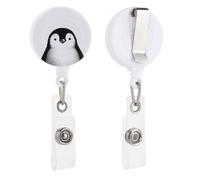 Simple Pinguin Porte-badge rétractable noir et blanc avec clip pour carte d'identité pour médecin, infirmière, étudiant, employé de bureau