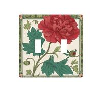 Simple Pivoine Rétro Double Gang Bascule Plaque Murale Interrupteur Décor Taille Standard - 11,4 x 11,4 cm