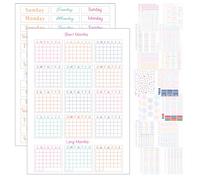 Simple Productivity Lot de 30 feuilles d'autocollants inscriptibles et transparents pour planificateur hebdomadaire - Mini calendriers, suivi des habitudes, jours, chiffres - Fournitures pour journaux